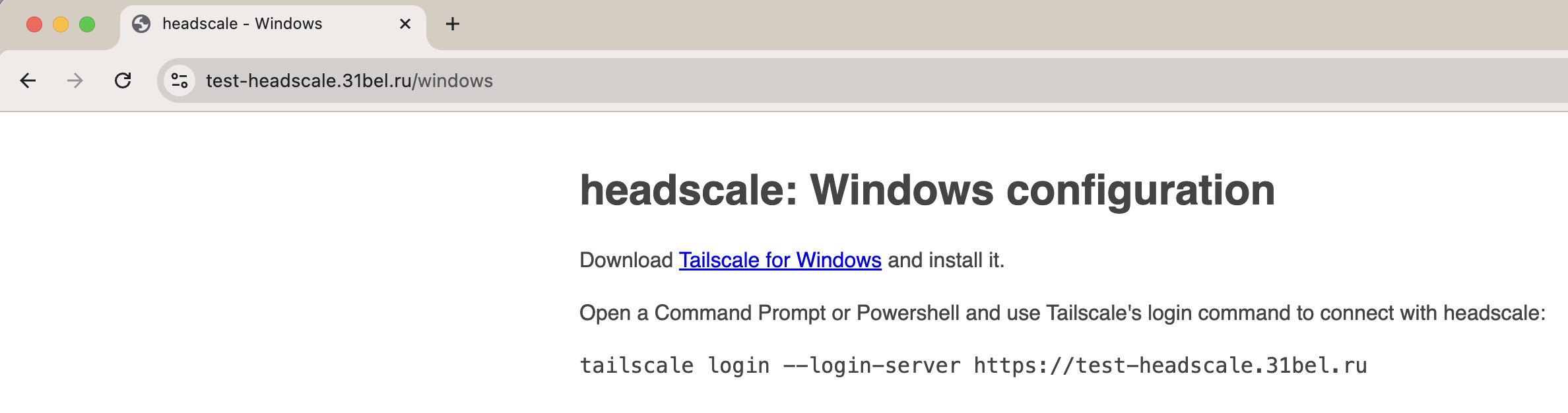 headscale: Windows configuration